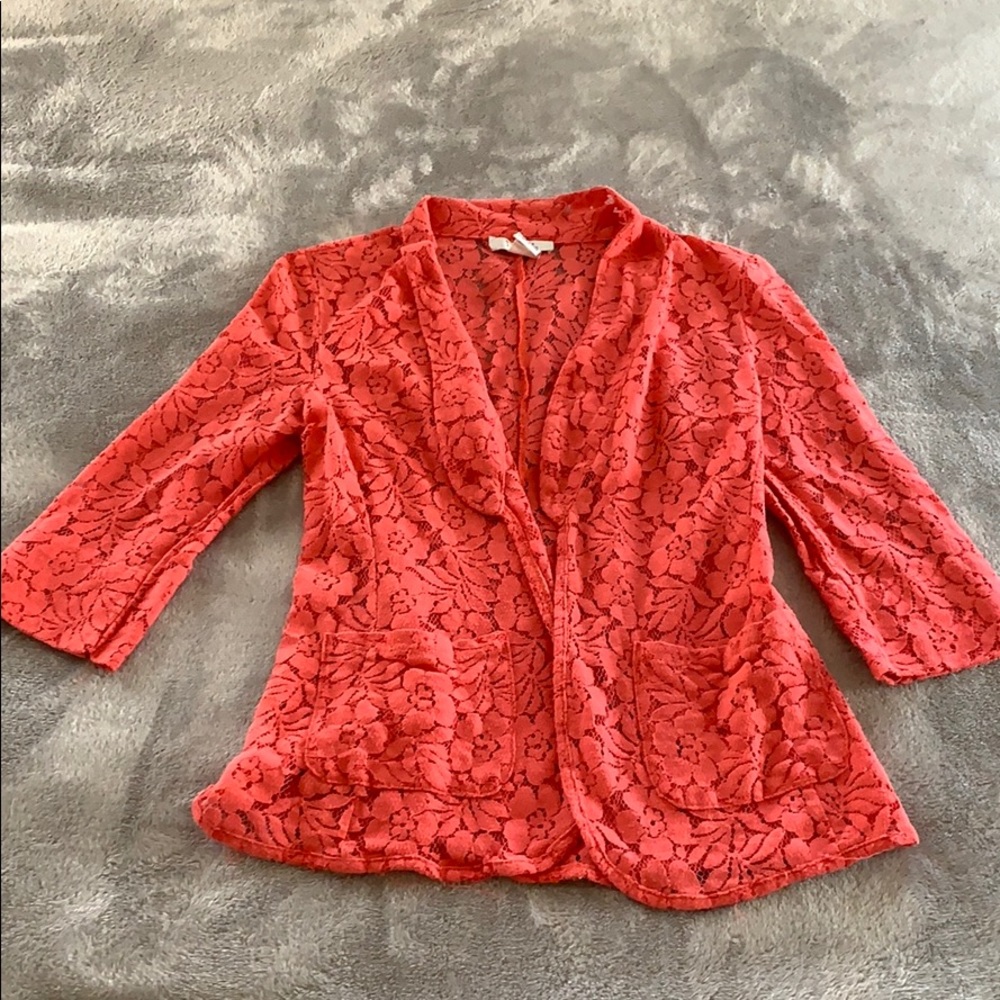 Coral pink Floral lace Blazer